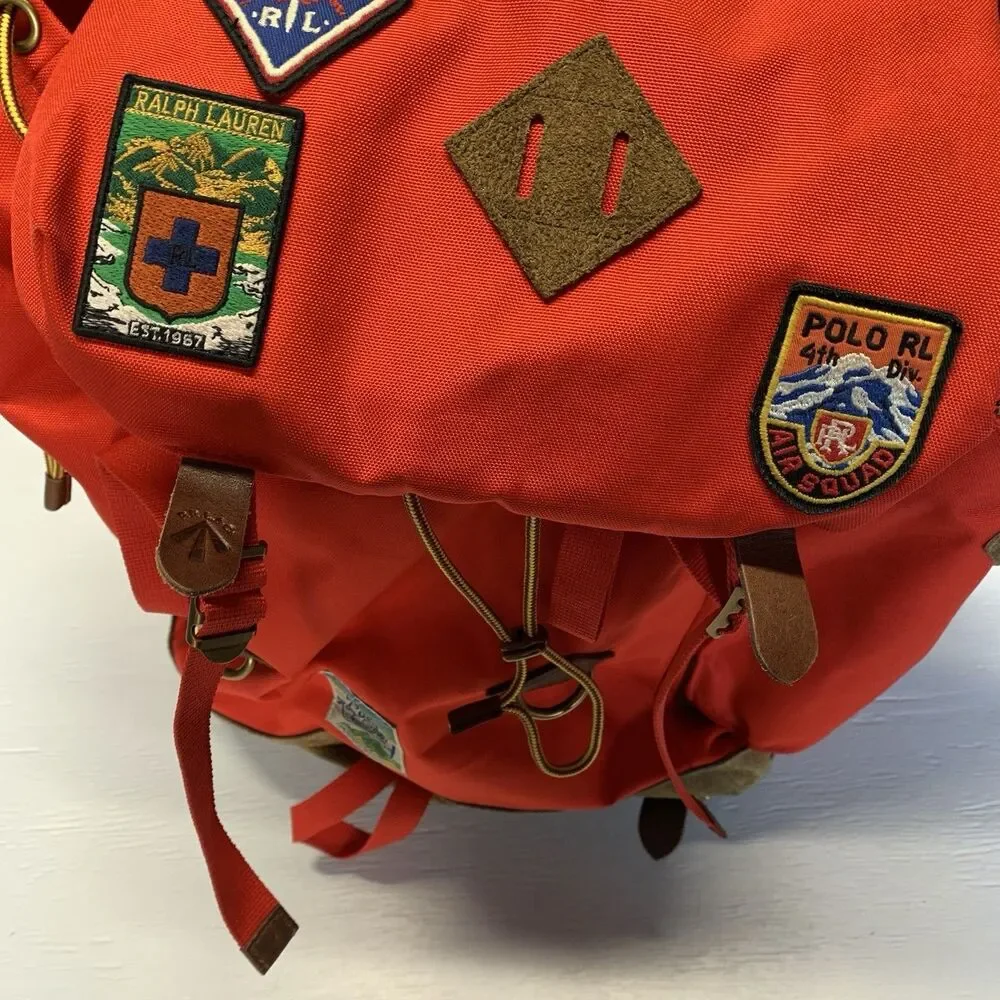 Polo Ralph Lauren Suede Trim Trail Red Backpack Nwt
